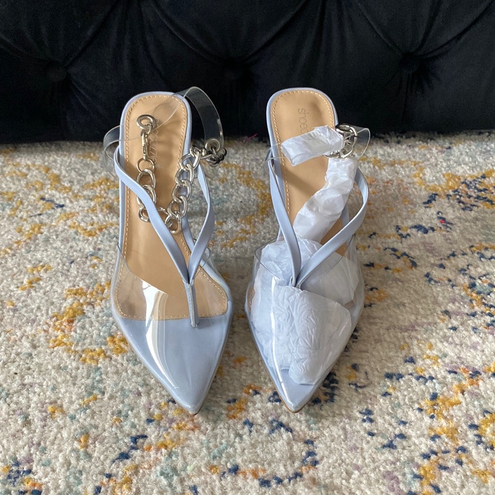 Zen Blue clear pumps